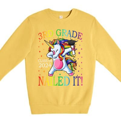 3Rd Grade Class Of 2024 Nailed It Unicorn Gift Premium Crewneck Sweatshirt