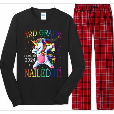 3Rd Grade Class Of 2024 Nailed It Unicorn Gift Long Sleeve Pajama Set