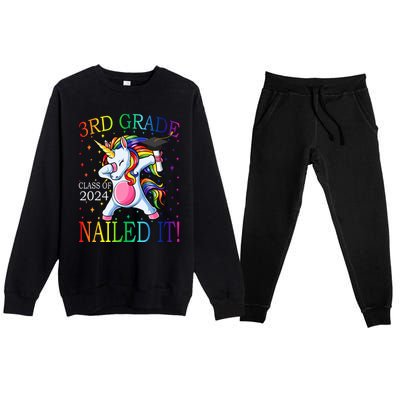 3Rd Grade Class Of 2024 Nailed It Unicorn Gift Premium Crewneck Sweatsuit Set