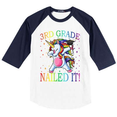 3Rd Grade Class Of 2024 Nailed It Unicorn Gift Baseball Sleeve Shirt