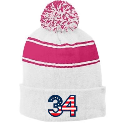 34 Guilty Counts Trial Judge Usa Flag Stripe Pom Pom Beanie