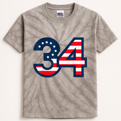 34 Guilty Counts Trial Judge Usa Flag Kids Tie-Dye T-Shirt