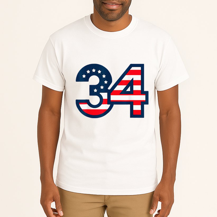 34 Guilty Counts Trial Judge Usa Flag Tall T-Shirt