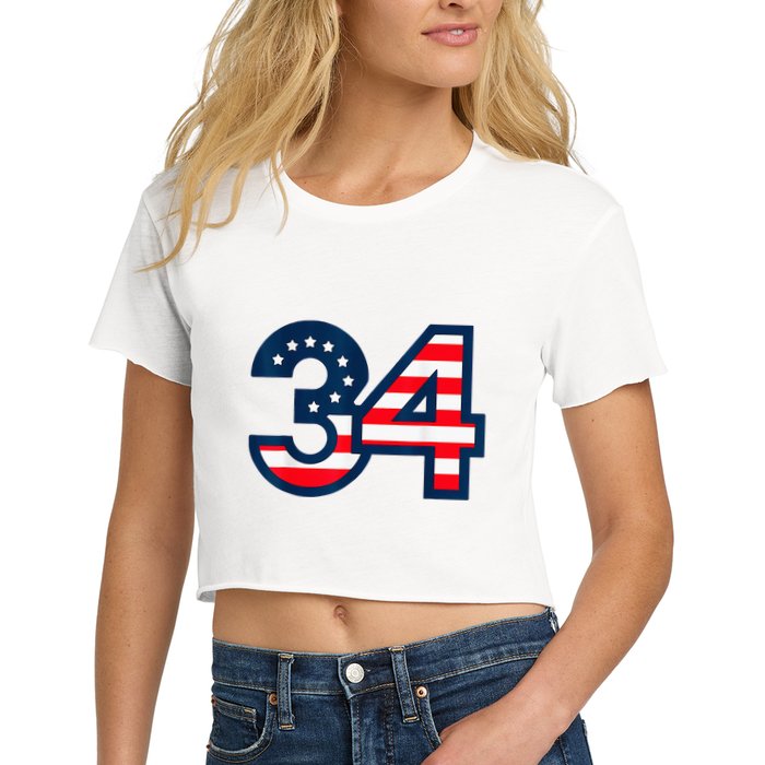 34 Guilty Counts Trial Judge Usa Flag Crop Top