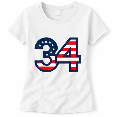 34 Guilty Counts Trial Judge Usa Flag Womens T-Shirt