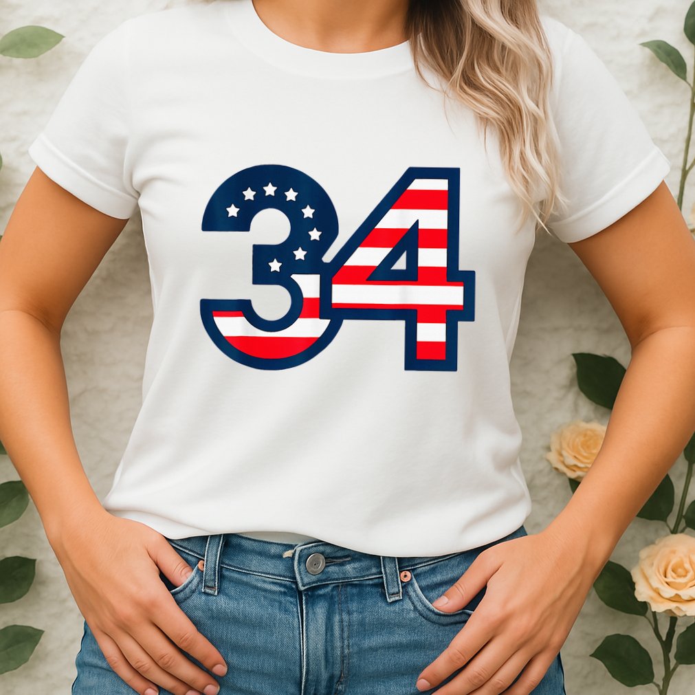 34 Guilty Counts Trial Judge Usa Flag Womens T-Shirt
