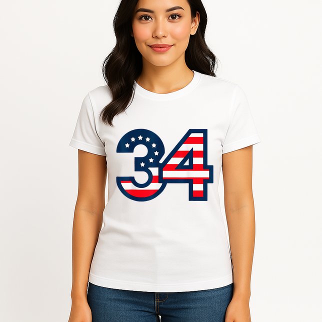 34 Guilty Counts Trial Judge Usa Flag Womens T-Shirt