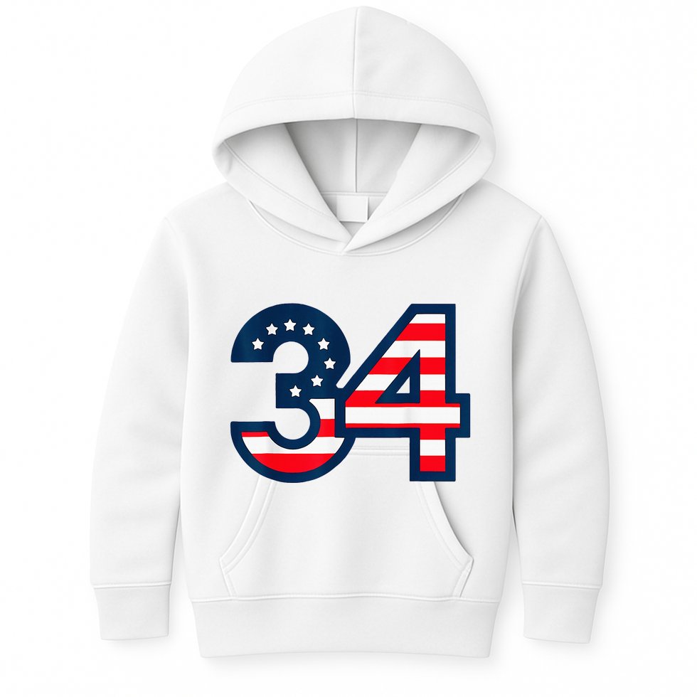 34 Guilty Counts Trial Judge Usa Flag Kids Hoodie