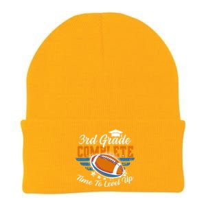 3rd Grade Complete Time To Level Up Football Last Day School Funny Gift Knit Cap Winter Beanie