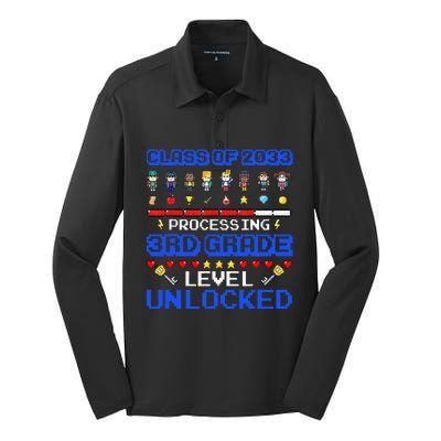 3rd Grade First Day Of School Class Of 2033 Video Games Silk Touch Performance Long Sleeve Polo