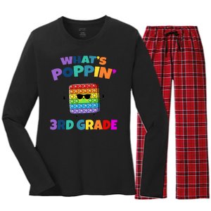 3rd Grade First Day Of School Pop It Women's Long Sleeve Flannel Pajama Set 