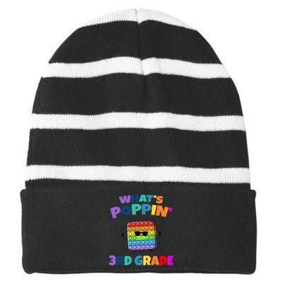 3rd Grade First Day Of School Pop It Striped Beanie with Solid Band