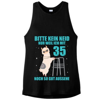 35. Geburtstag Geschenk Lama Alpaka Bitte Kein Neid 35 Jahre Ladies PosiCharge Tri-Blend Wicking Tank
