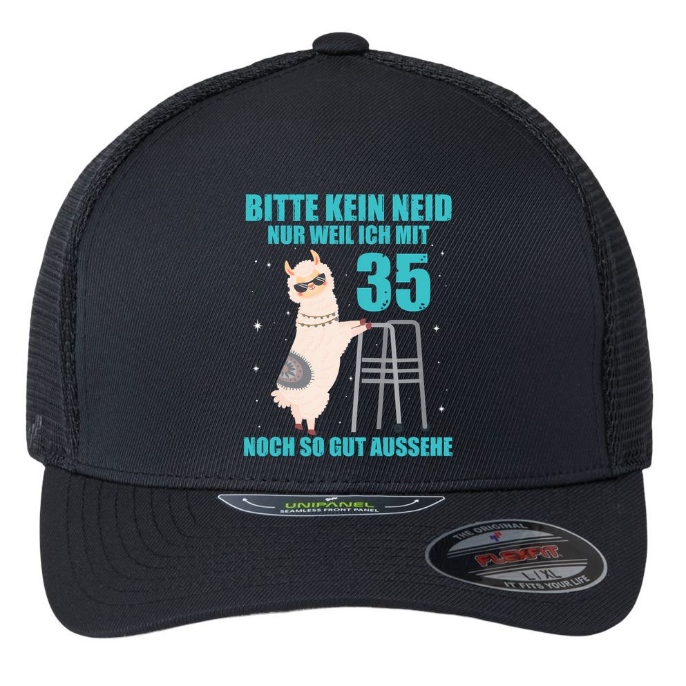 35. Geburtstag Geschenk Lama Alpaka Bitte Kein Neid 35 Jahre Flexfit Unipanel Trucker Cap