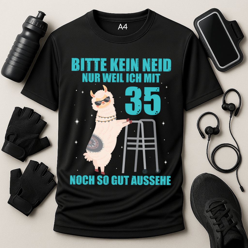 35. Geburtstag Geschenk Lama Alpaka Bitte Kein Neid 35 Jahre Cooling Performance Crew T-Shirt