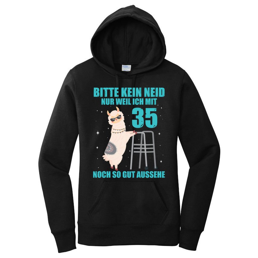 35. Geburtstag Geschenk Lama Alpaka Bitte Kein Neid 35 Jahre Women's Pullover Hoodie