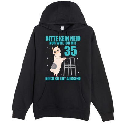 35. Geburtstag Geschenk Lama Alpaka Bitte Kein Neid 35 Jahre Premium Pullover Hoodie