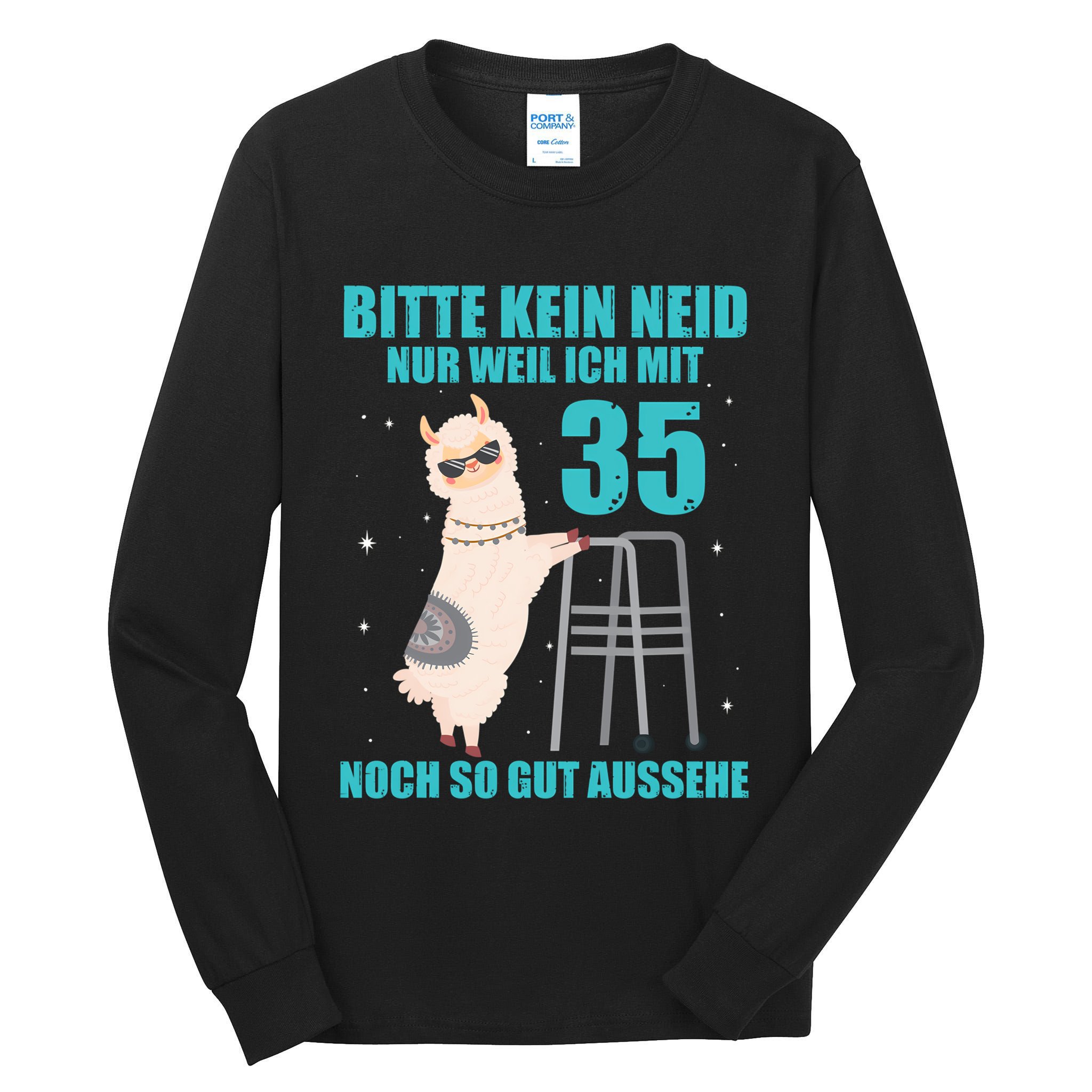 35. Geburtstag Geschenk Lama Alpaka Bitte Kein Neid 35 Jahre Tall Long Sleeve T-Shirt