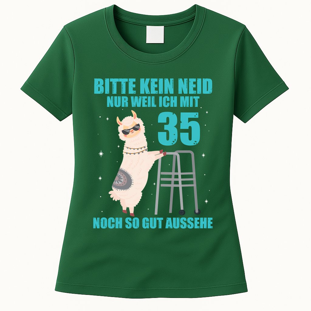 35. Geburtstag Geschenk Lama Alpaka Bitte Kein Neid 35 Jahre Womens T-Shirt