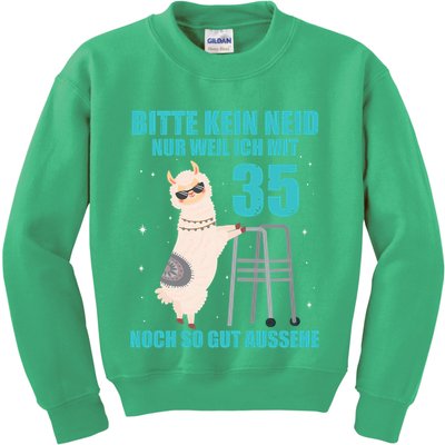 35. Geburtstag Geschenk Lama Alpaka Bitte Kein Neid 35 Jahre Kids Sweatshirt
