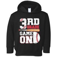 3rd Grade Game On Back To School Baseball Boy Third Grade Toddler Hoodie