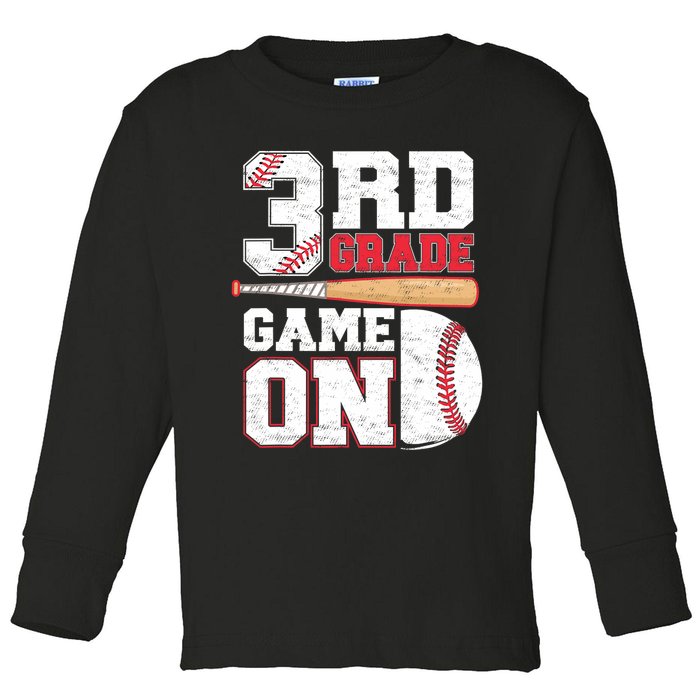 3rd Grade Game On Back To School Baseball Boy Third Grade Toddler Long Sleeve Shirt