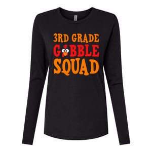 3rd Grade Gobble Squad Funny Thanksgiving Womens Cotton Relaxed Long Sleeve T-Shirt