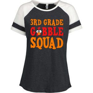 3rd Grade Gobble Squad Funny Thanksgiving Enza Ladies Jersey Colorblock Tee