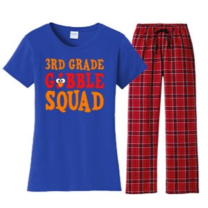 3rd Grade Gobble Squad Funny Thanksgiving Women's Flannel Pajama Set