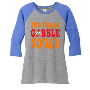 3rd Grade Gobble Squad Funny Thanksgiving Women's Tri-Blend 3/4-Sleeve Raglan Shirt