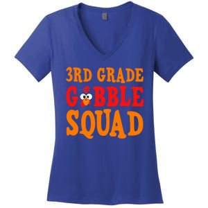 3rd Grade Gobble Squad Funny Thanksgiving Women's V-Neck T-Shirt