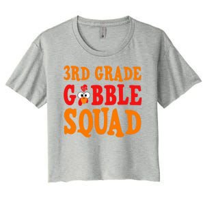 3rd Grade Gobble Squad Funny Thanksgiving Women's Crop Top Tee