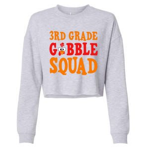 3rd Grade Gobble Squad Funny Thanksgiving Cropped Pullover Crew