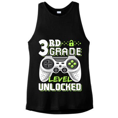 3rd Grade Level Unlocked For Back To School Ladies PosiCharge Tri-Blend Wicking Tank