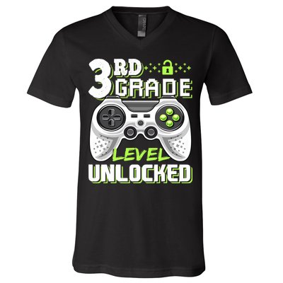 3rd Grade Level Unlocked For Back To School V-Neck T-Shirt