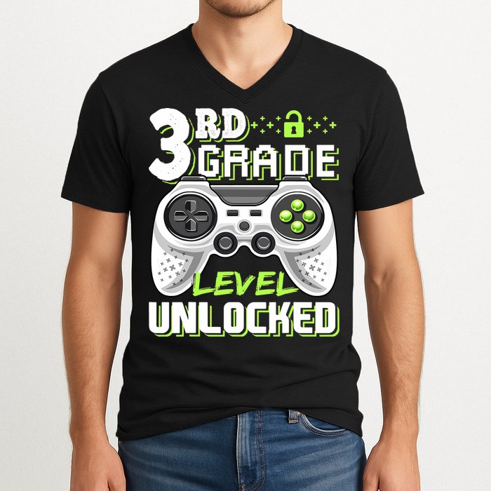 3rd Grade Level Unlocked For Back To School V-Neck T-Shirt