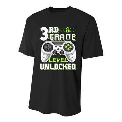 3rd Grade Level Unlocked For Back To School Youth Performance Sprint T-Shirt
