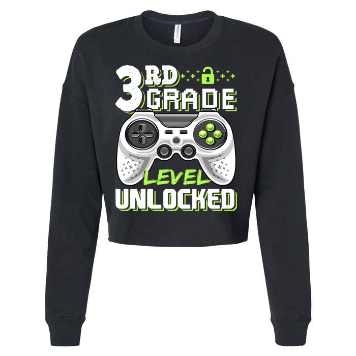 3rd Grade Level Unlocked For Back To School Cropped Pullover Crew