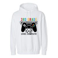 3rd Grade Level Complete Gamer Boy Graduation Gifts Garment-Dyed Fleece Hoodie