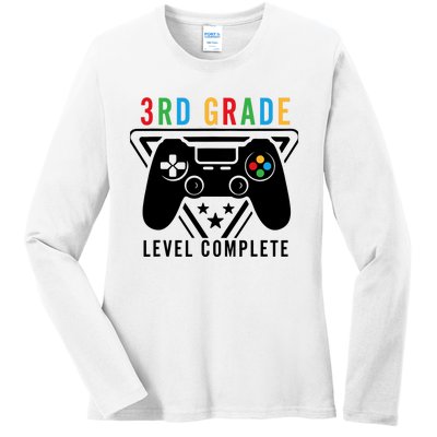 3rd Grade Level Complete Gamer Boy Graduation Gifts Ladies Long Sleeve Shirt