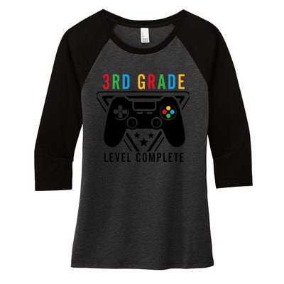 3rd Grade Level Complete Gamer Boy Graduation Gifts Women's Tri-Blend 3/4-Sleeve Raglan Shirt