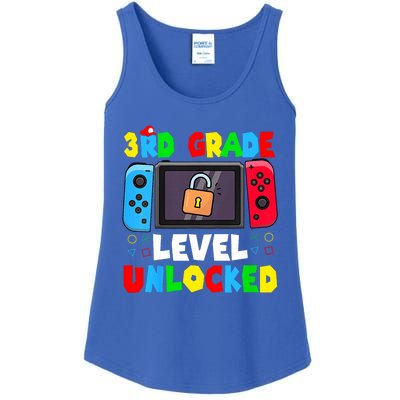 3rd Grade Level Unlocked Back To School First Day Gamer Boy Ladies Essential Tank