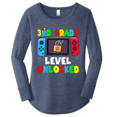 3rd Grade Level Unlocked Back To School First Day Gamer Boy Women's Perfect Tri Tunic Long Sleeve Shirt