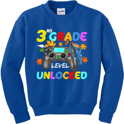 3Rd Grade Level Unlocked Game On 3Rd Grade Back To School Great Gift Kids Sweatshirt