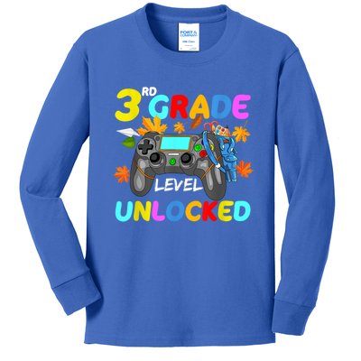 3Rd Grade Level Unlocked Game On 3Rd Grade Back To School Great Gift Kids Long Sleeve Shirt