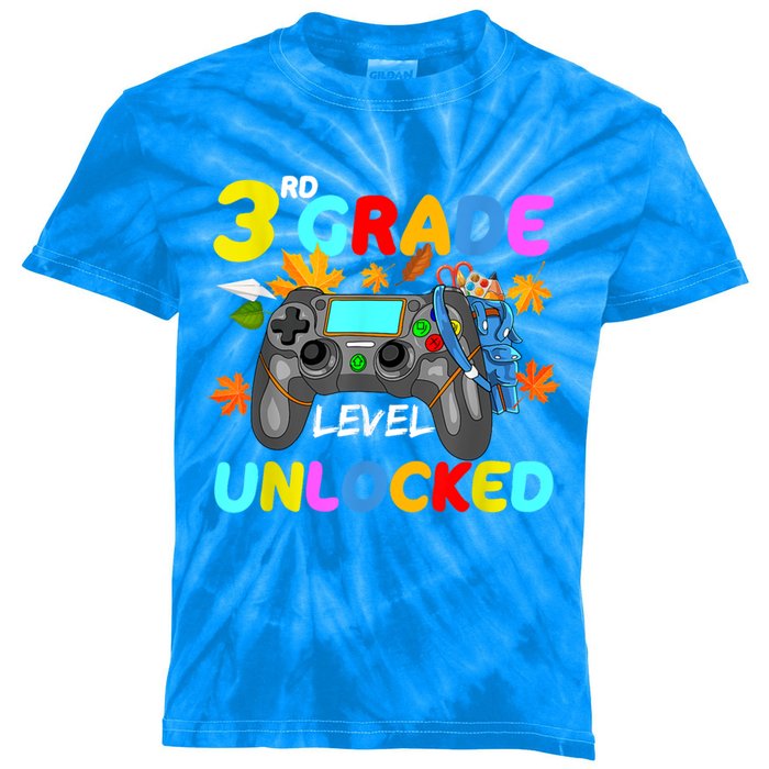 3Rd Grade Level Unlocked Game On 3Rd Grade Back To School Great Gift Kids Tie-Dye T-Shirt