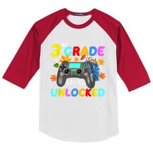 3Rd Grade Level Unlocked Game On 3Rd Grade Back To School Great Gift Kids Colorblock Raglan Jersey