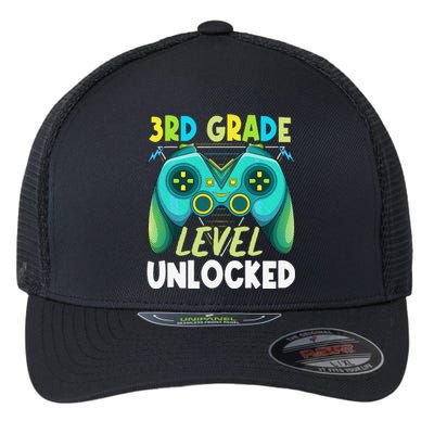 3rd Grade Level Unlocked First Day Back To School Flexfit Unipanel Trucker Cap