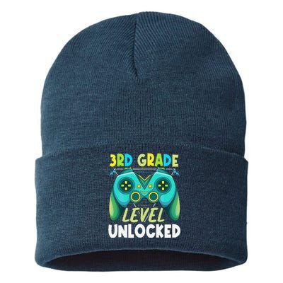 3rd Grade Level Unlocked First Day Back To School Sustainable Knit Beanie