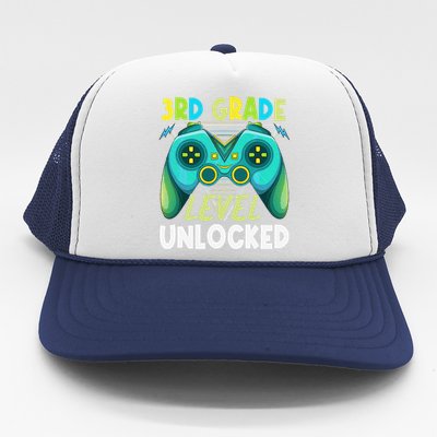 3rd Grade Level Unlocked First Day Back To School Trucker Hat